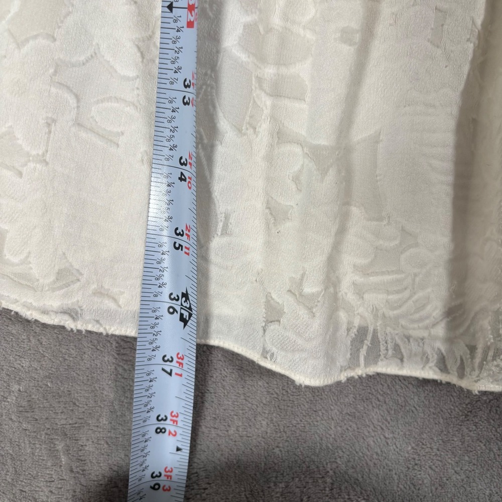 Rebecca Taylor Tiered Mini Dress Size 0 Ivory Floral Burnout Semi Sheer Overlay - Picture 15 of 16